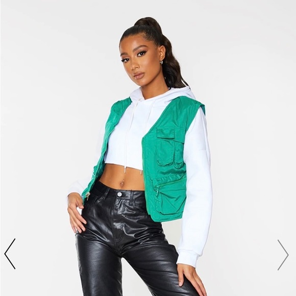 PrettyLittleThing Green Reversible Quilted Vest - US6 - Picture 5 of 6